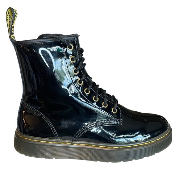 NWOB Women's Dr. Martens Black Patent Leather Combat Boots Full Lace Up Size 7 - Picture 5 of 16